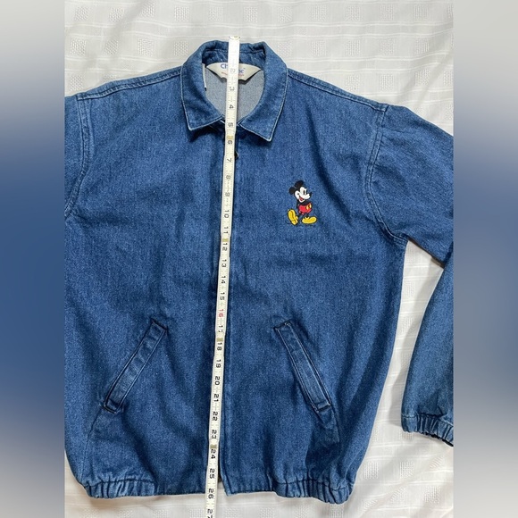 Vintage Chalk Line Mickey Mouse Denim Jacket Medium | Retro Disney Zip Up Size M - Picture 5 of 15